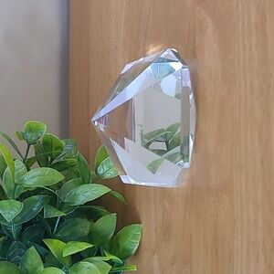 OLEG CASSINI Stunning Signed Crystal Glass Solitaire Diamond Paperweight